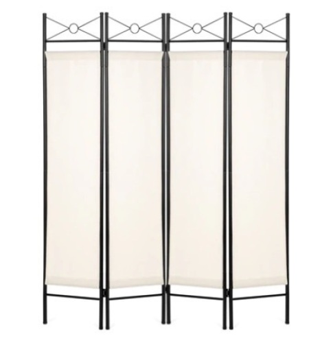 4-Panel Folding Privacy Screen Room Divider Decoration Accent, 6ft, White - Lot 247