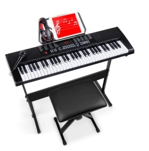 61-Key Beginners Electronic Keyboard Piano Set w/ 3 Modes & Microphone - Lot 254