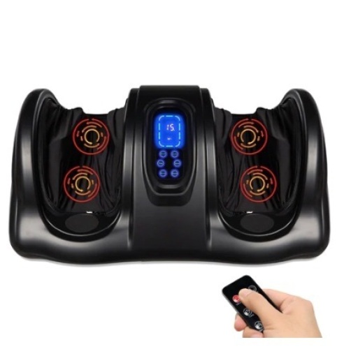 Therapeutic Foot Massager w/ High Intensity Rollers, Remote & 3 Modes, Black - Lot 258