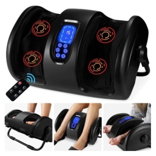 Reflexology Shiatsu Foot Massager w/ High-Intensity Rollers & Remote Control, Black - Lot 280