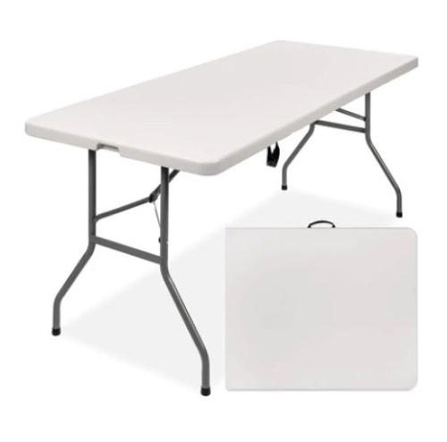 6ft Portable Folding Plastic Dining Table w/ Handle & Lock - Lot 385