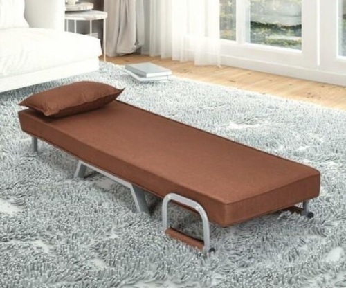 Folding 5 Position Convertible Sleeper Bed, Armchair, & Lounge Couch w/ Pillow, Coffee, HW66326CF - Lot 395