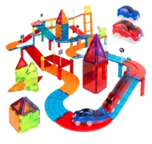 105-Piece Kids Magnetic Racetrack Tiles Set - Lot 400