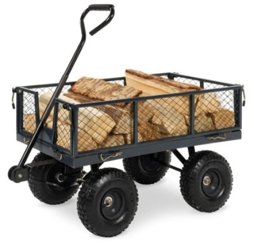 Steel Garden Utility Cart Wagon w/ 400lb Capacity, Removable Sides & Handle, Gray - Lot 410