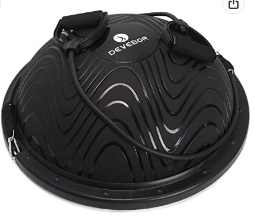 DEVEBOR Balance Ball Balance Trainer with Resistance Bands, Green/Black - Lot 457