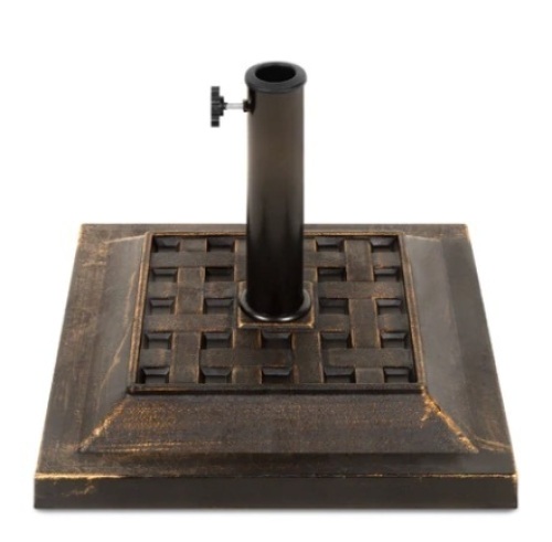 26lb Steel Square Patio Umbrella Base Stand, Basketweave Pattern - Lot 477