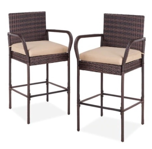 Set of 2 Wicker Bar Stools - Lot 496