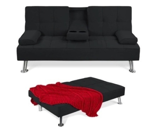 Linen Upholstered Convertible Sofa Bed Futon - Lot 499