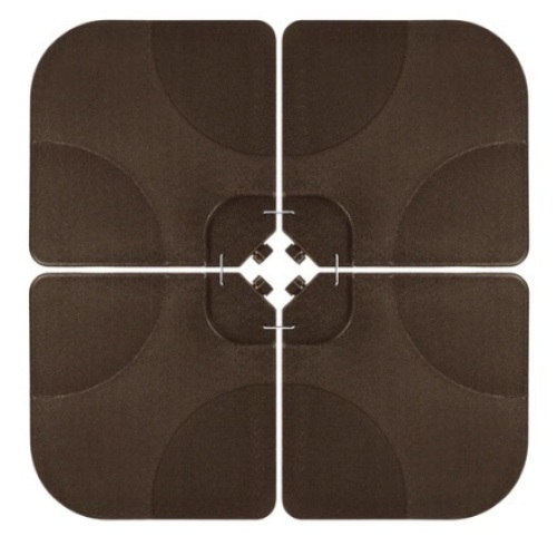 4-Piece Cantilever Offset Patio Umbrella Stand Square Base Plate Set, Brown - Lot 653