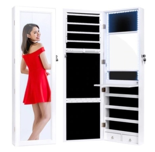 Door/Wall Mount Mirror Jewelry Cabinet Armoire - Lot 710
