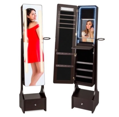 Standing Full Length LED Mirror Jewelry Armoire - Lot 731