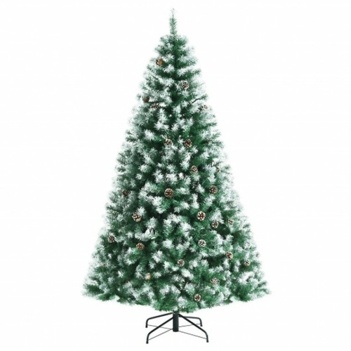 6' Artificial Snow Flocked Christmas Tree With Pine Cones - Lot 2949