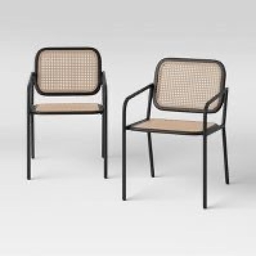 Boda 2pk Caning Patio Dining Chairs - Black - Project 62 - Lot 4025