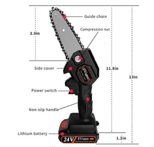 Mini Chainsaw Cordless, Powers Up, E-Commerce Return - Lot 352
