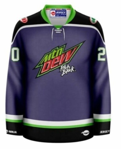Mountain Dew Pitch Black Purple Hockey Jersey, Adult M, New - Lot 356