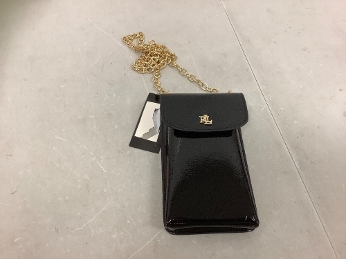 Ralph Lauren Small Black Purse With Gold Chain, New - Lot 546