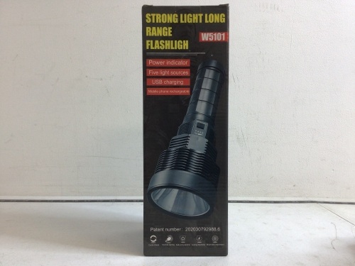 Long Range Flashlight, Powers Up, Appears New - Lot 969