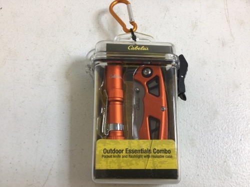 Outdoor Essentials Pocket Knife And Flashlight, Appears New - Lot 854
