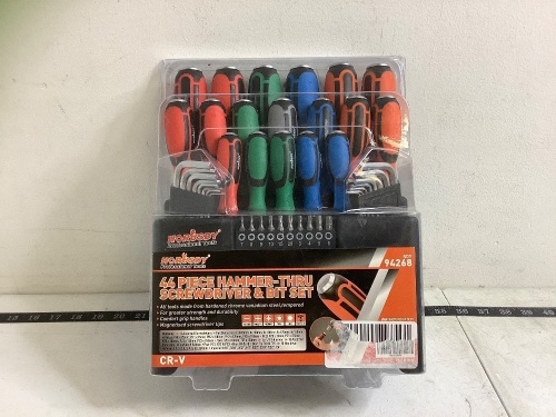 44 Piece Hammer-Thru Screwdriver & Bit Set, Appears New - Lot 405