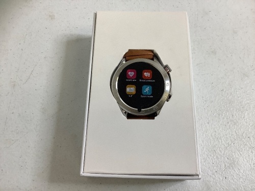 Bebinca Brown Black Round Display Waterproof Smart Watch, Powers Up, E-Commerce Return  - Lot 447