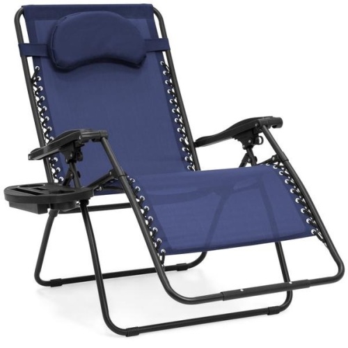 Lot of (3) Outdoor Oversized Zero Gravity Chairs w/ Cup Holders, Pillow. E-Commerce Returns - Lot 213