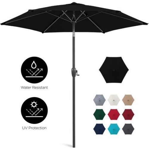 7.5ft Outdoor Market Patio Umbrella w/ Push Button Tilt, Crank Lift. Appears New - Lot 229