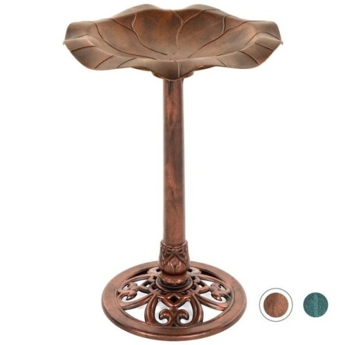 Lily Leaf Pedestal Bird Bath Decoration Accent w/ Floral Accents. Appears New - Lot 244