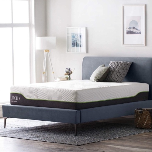 LUCID 12 Inch Queen Latex Hybrid Mattress - Memory Foam - Responsive Latex Layer - Premium Steel Coils - Medium Firm Feel - Temperature Neutral. Appears New - Lot 264