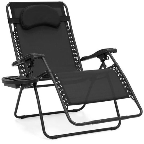 Outdoor Oversized Zero Gravity Chair Furniture w/ Cup Holder, Pillow. Appears New - Lot 265