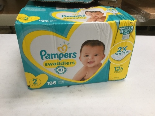 Pampers Swaddlers Diapers Size 2, 186 Count - Lot 284