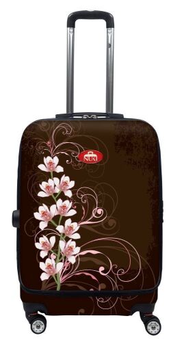 Nuki Front Accessible Spinner Luggage, Brown with Orchids, 24" - Appears New with Minor Cosmetic Damage (See Pics) - Lot 348