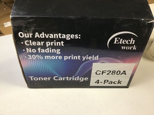 Compatible 4-Pack Black 80A CF280A Toner Cartridge by Etech Work for LaserJet Pro 400 M401/M425 - NEW - Lot 392