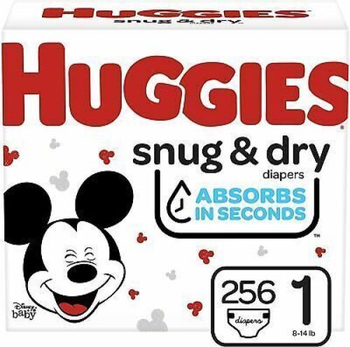 Huggies Snug & Dry Diapers, Size 1, 256 Ct (4 Packs of 64) - NEW - Lot 402