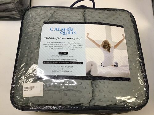 Calm Quilts Weighted Blanket, 20Lb, 60" x 80", Grey Minky Cover - Appears New - Lot 416