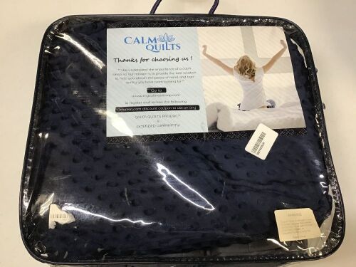 Calm Quilts Weighted Blanket, 15Lb, 48" x 72", Navy Blue Minky Cover - Appears New - Lot 420