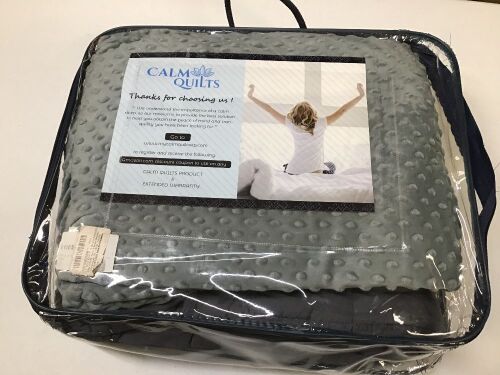 Calm Quilts Weighted Blanket, 15Lb, 48" x 72", Grey Minky Cover - Appears New - Lot 421