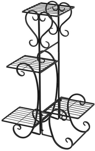 4 Tier Metal Plant Stand, Black - Appears New - Lot 425