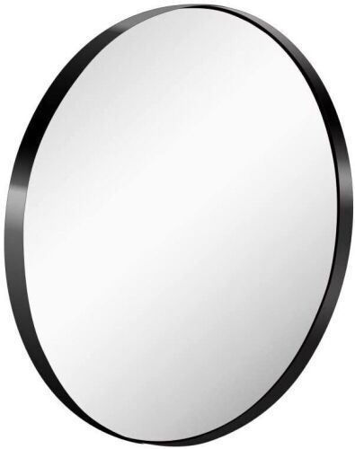 Large Wall Mounted Round Mirror, Black Metal Frame - Appears New - Lot 432