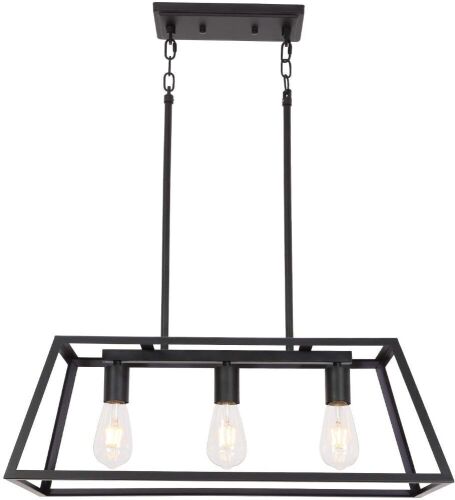 Eluze 3-Light Kitchen Isand Pendant Lighting, Black - Appears New - Lot 433