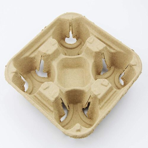 44 Count Pulp Fiber Biodegradable 4 Cup Carrier Tray for Hot/Cold Drinks - NEW - Lot 442
