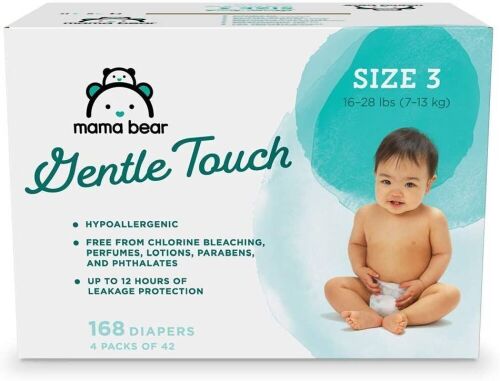 Mama Bear Gentle Touch Diapers, Size 3, 168 Count (4 Packs of 42) - NEW in Damaged Box - Lot 499
