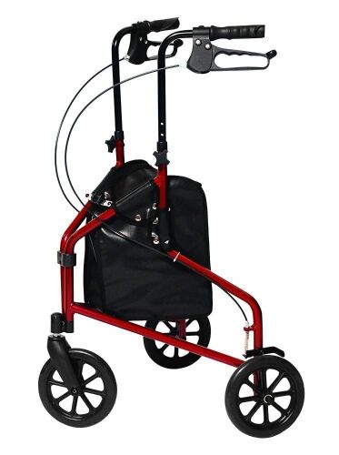 Lumex 3-Wheel Cruiser, Lightweight & Compact Folding Walker, Metallic Burgundy - Appears New  - Lot 505