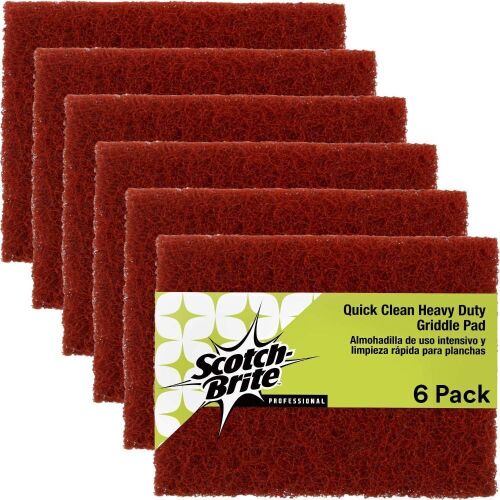 Lot of (6) Scotch-Brite Quick Clean Heavy Duty Griddle Scour Pad 6 Packs, 4" x 5.25" - NEW - Lot 518