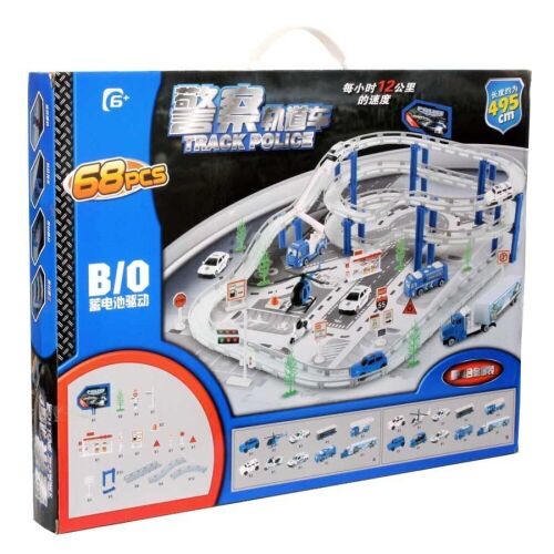 Meitoku City Diecast Track Police Set, 68 pc - NEW - Lot 547