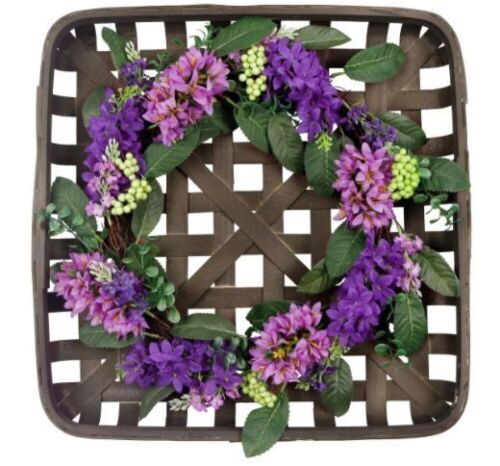 Valery Madelyn 20" Spring Wreath with Square Tobacco Basket - Appears New  - Lot 573