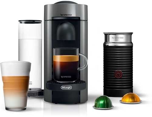 Nespresso VertuoPlus Coffee and Espresso Maker Bundle with Aeroccino Milk Frother by De'Longhi. Appears New - Lot 588