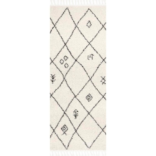 nuLOOM GCDI11A Chrissy Moroccan Trellis Shag Runner Rug 2' 8" X 8' Off-White. NEW - Lot 625