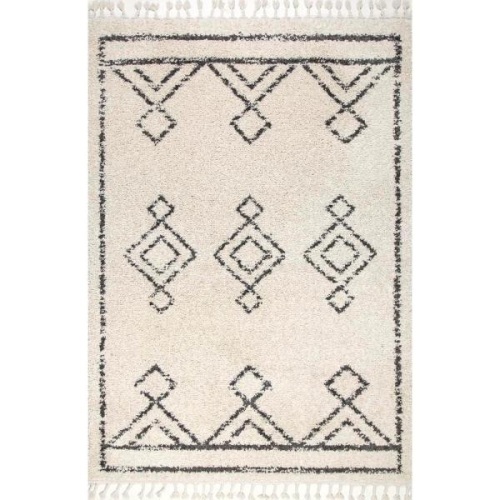nuLoom Mackie Moroccan Diamond Shag Off-White 5 ft. x 8 ft. Area Rug. Appears New - Lot 631
