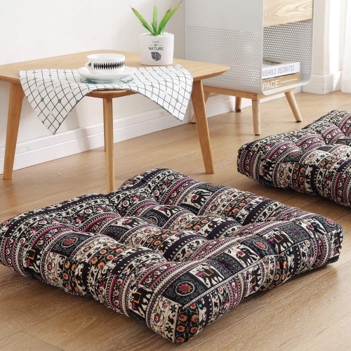 Floor Seat Cushion Pillow 22" x 22" Square, Bohemian Indian Yoga Mandala Meditation Cushion. NEW - Lot 705