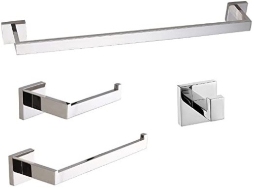 LuckIn 4 Piece Polished Chrome Bathroom Accessories Set, Easy Install - Appears New  - Lot 710